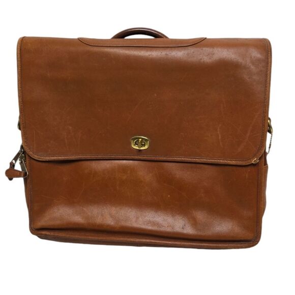 VINTAGE Coach brown leather laptop briefcase messenger bag H7S-0544 - Picture 1 of 15